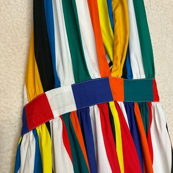 BOSTON PROPER sz 2 Pleated Wild Halter Maxi Sundress Multi - Picture 14 of 15